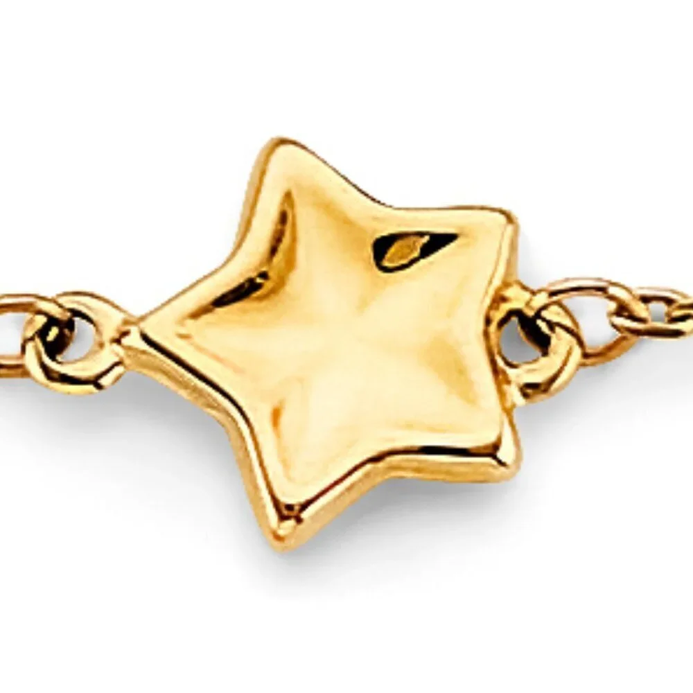 KIDS GIRLS 14K 3 COLOR GOLD STAR BALL Bracelet 5